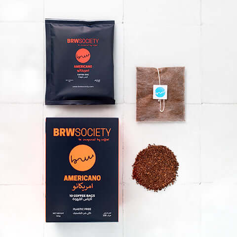 Eco-friendly plastic-free pyramid coffee bags with 100% Arabica medium roasted coffee, offering a rich cocoa aftertaste and perfect convenience for quality-conscious coffee drinkers.