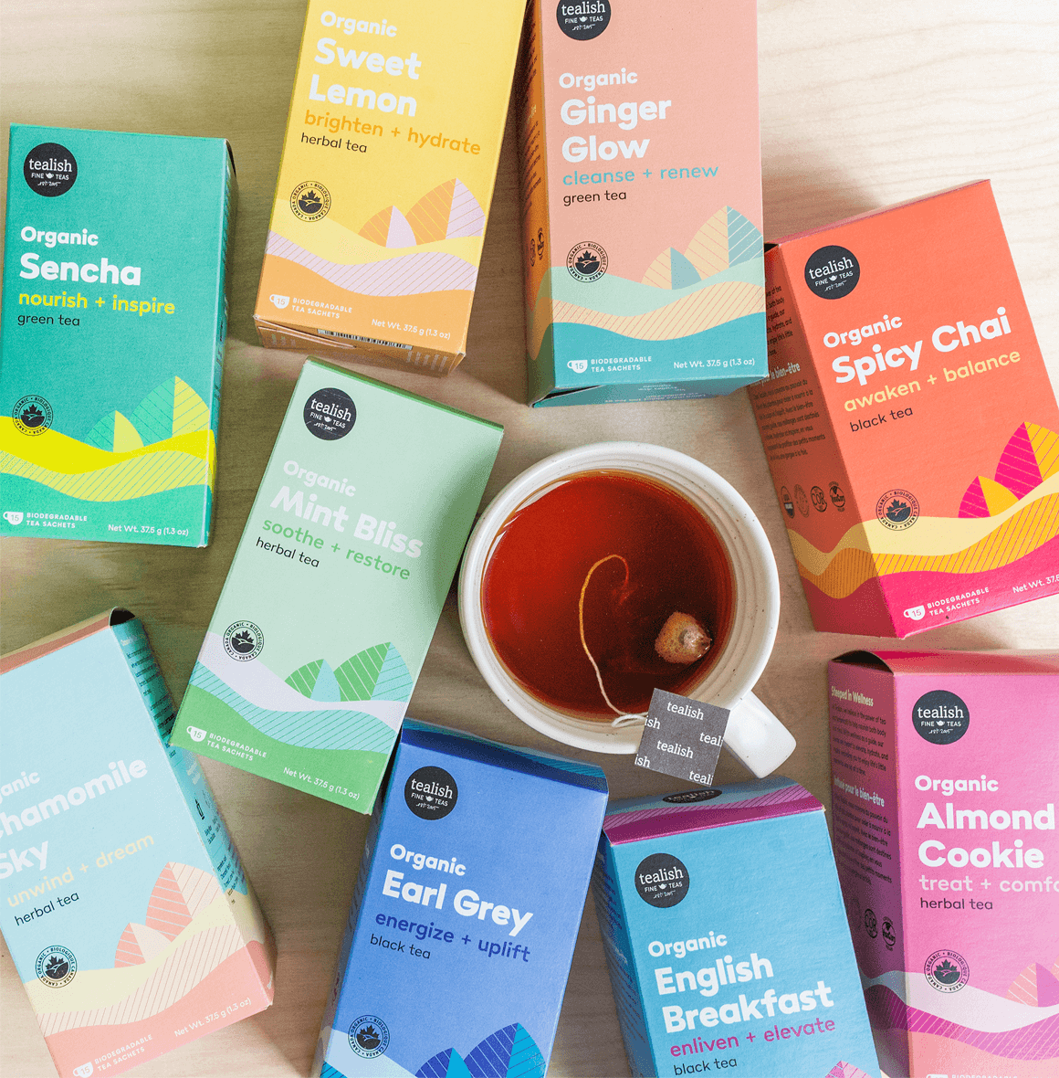 Organic English Breakfast with high-quality black tea—bold, invigorating, and perfect for starting your day, whether enjoyed black or with a splash of milk for a productive boost.