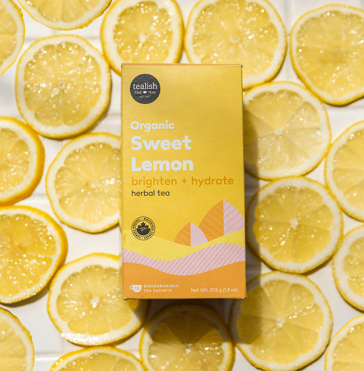 Organic Sweet Lemon rooibos blend with creamy vanilla and tart lemon—caffeine-free, hydrating, and deliciously refreshing, perfect for enjoying hot or iced.