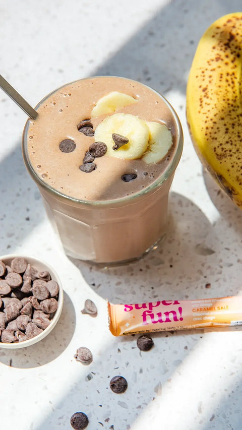 Chunky monkey with salted caramel smoothie