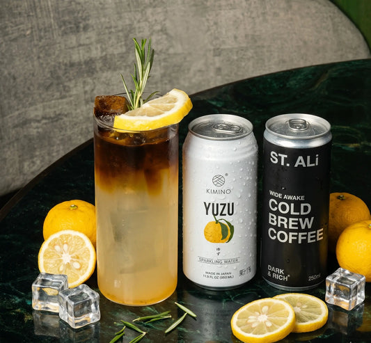 Yuzu Sparkling Cold Brew Float Recipe | Quick Summer Beverage with yuzu cold brew float and RTD cans