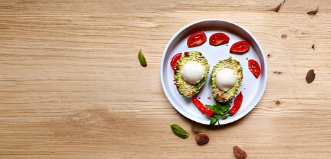 Soft-boiled egg on crispy panko-crusted avocado with velvety Ceremonial Grade A Japanese Matcha emulsion, perfect for brunch.