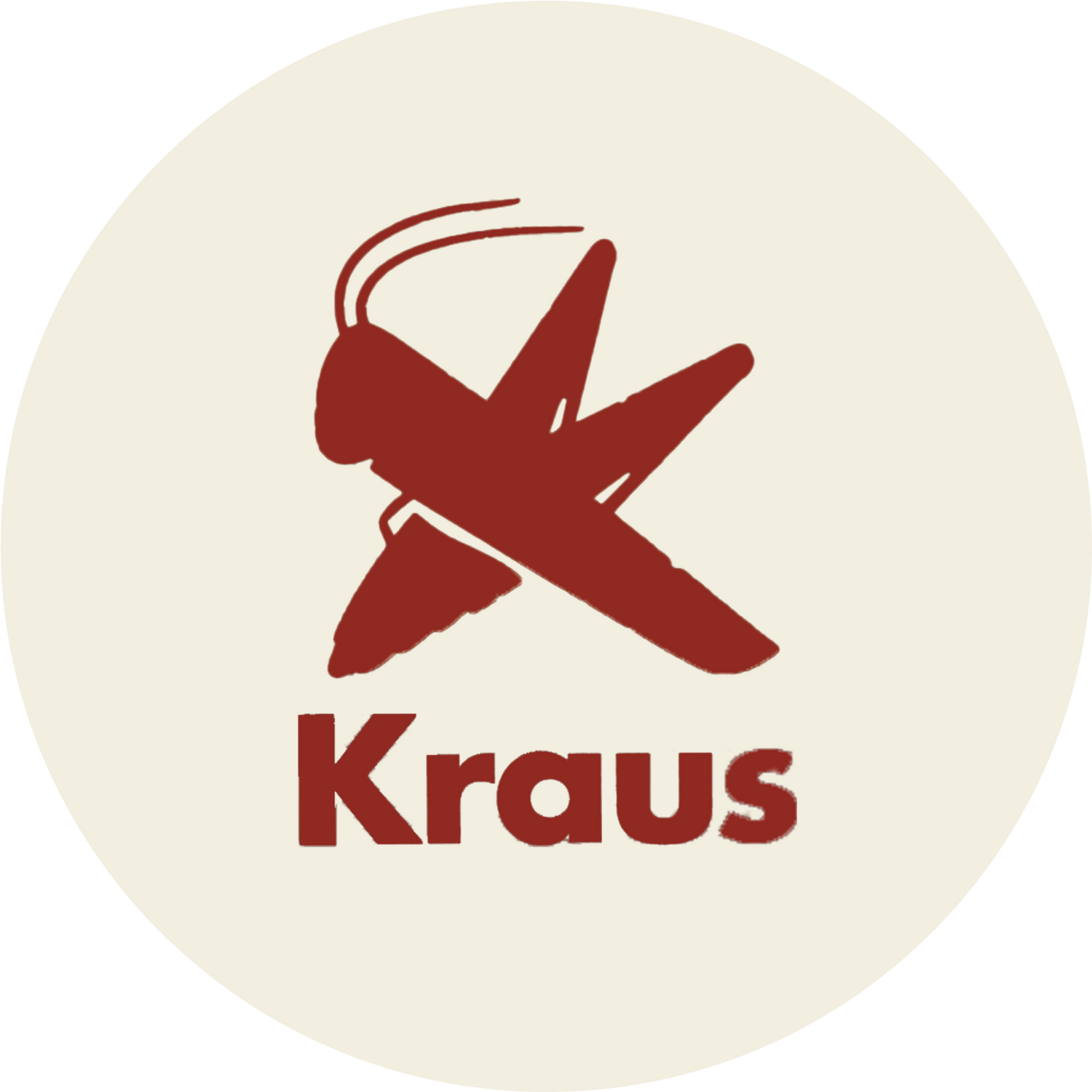 Kraus yerba mate logo with traditional Argentine brand mark on a cream background