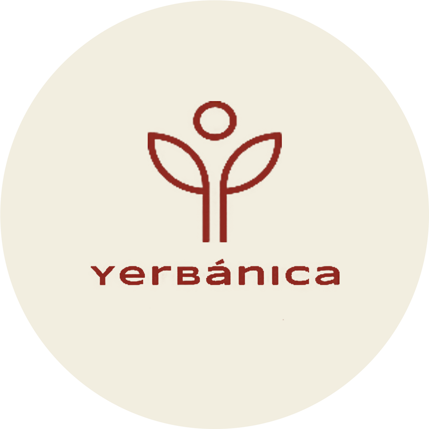 Yerbánica logo with minimalist plant icon for contemporary South American yerba mate brand