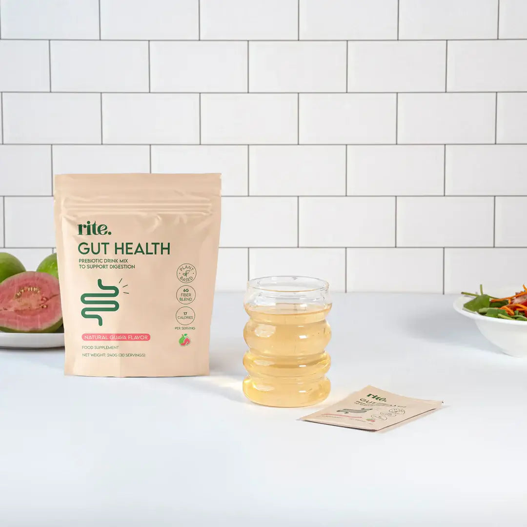 Rite Health offers 30 servings of a prebiotic drink mix with clinically proven fiber to aid digestion, boost fiber intake, and support a healthy gut microbiome.