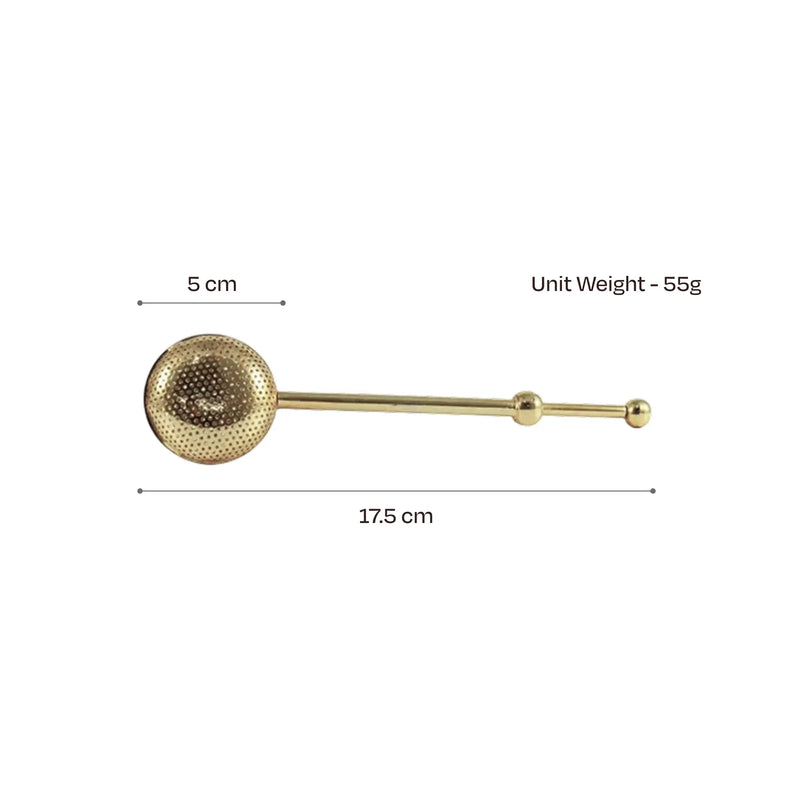 Elegant gold modern fine mesh tea infuser for precise and flavorful loose-leaf tea brewing.