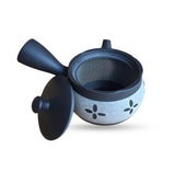 360° Filter Obi-Ami Kyusu Black - White Cut- Handcrafted - Two Clay- From Maru-gata(Round).