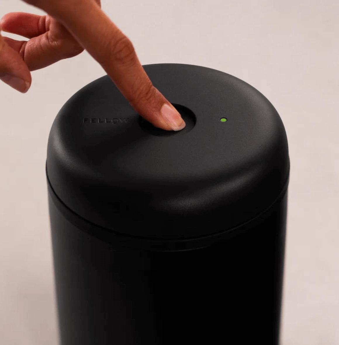 FELLOW Atmos Vacuum Canister with airtight seal and vacuum lid, designed to keep coffee and food fresh by reducing oxidation, manual or electric.
