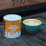 Golden Turmeric Latte with turmeric, cinnamon, and aniseed—sweet, spicy, and anti-inflammatory; a trendy, soothing break from everyday stress.