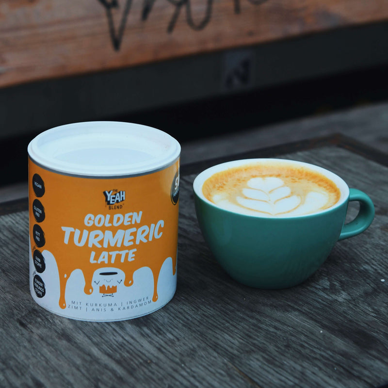 Golden Turmeric Latte with turmeric, cinnamon, and aniseed—sweet, spicy, and anti-inflammatory; a trendy, soothing break from everyday stress.