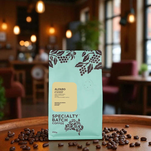 El Salvador Alfaro Coffee, Orange Bourbon from Apaneca Ilamatepec, shade-grown specialty beans