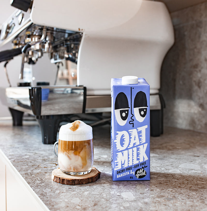 All Good Barista Oat Milk – smooth, creamy oat milk for coffee and latte art. Creamy oat milk made from Southland oats. Steams smoothly with a clean taste that complements coffee perfectly.