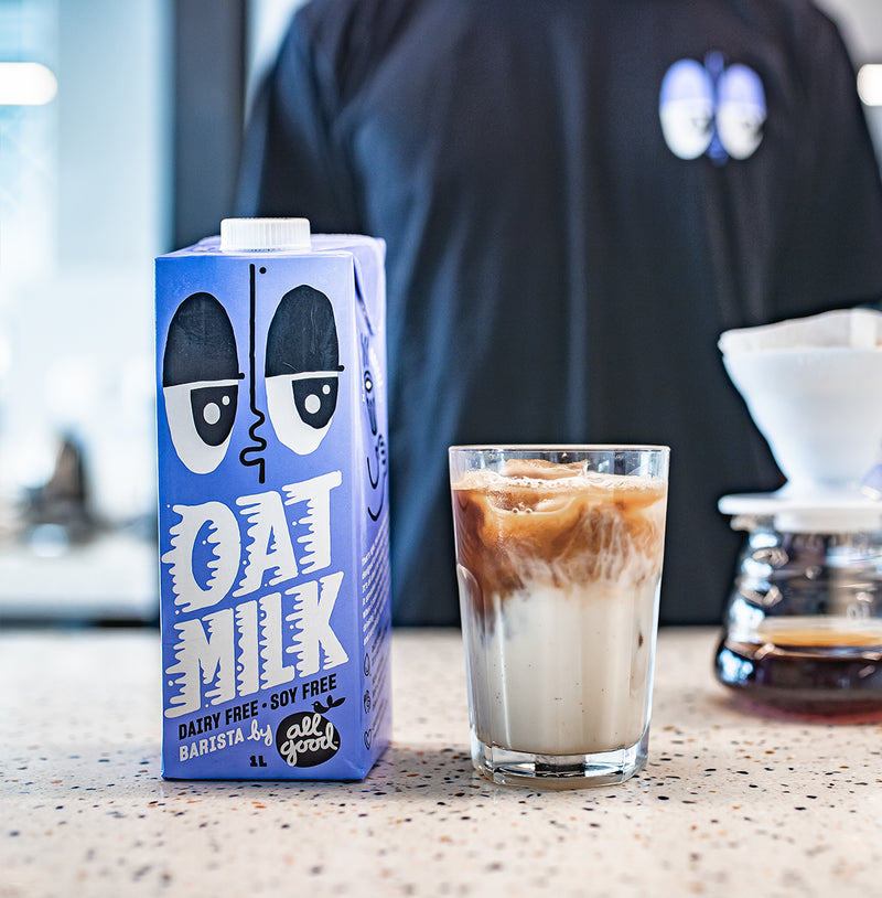 All Good Barista Oat Milk – smooth, creamy oat milk for coffee and latte art. Creamy oat milk made from Southland oats. Steams smoothly with a clean taste that complements coffee perfectly.