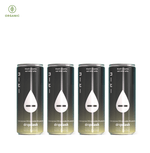 Cans of Dripdash Iced Black Sesame Oat Milk Latte, featuring an organic label.