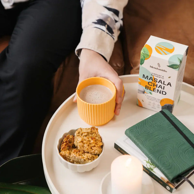 Blendsmiths Masala Chai Blend, showcasing a vibrant and authentic traditional masala chai blend with aromatic spices.