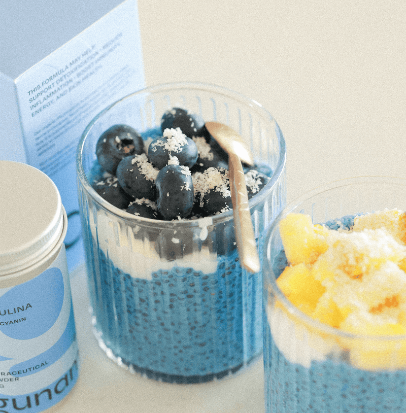 GUNAM Blue Spirulina Powder, antioxidant-rich vegan superfood from Tamil Nadu with essential nutrients for energy, immunity, and wellness.