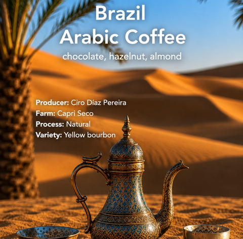 Brazil Arabic Coffee beans with notes of chocolate, hazelnut, and almond. — view 2