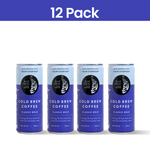 Cans of Blue Tokai Cold Brew Bold, a full-bodied coffee with nutty and chocolatey notes, perfect served black or with milk.