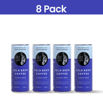 Cans of Blue Tokai Cold Brew Bold, a full-bodied coffee with nutty and chocolatey notes, perfect served black or with milk.
