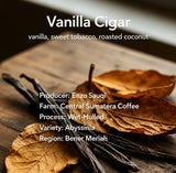 A bag of Central Sumatera Coffee - Indonesia Vanilla Cigar beans with tasting notes of vanilla, sweet tobacco, and roasted coconuts. — view 2