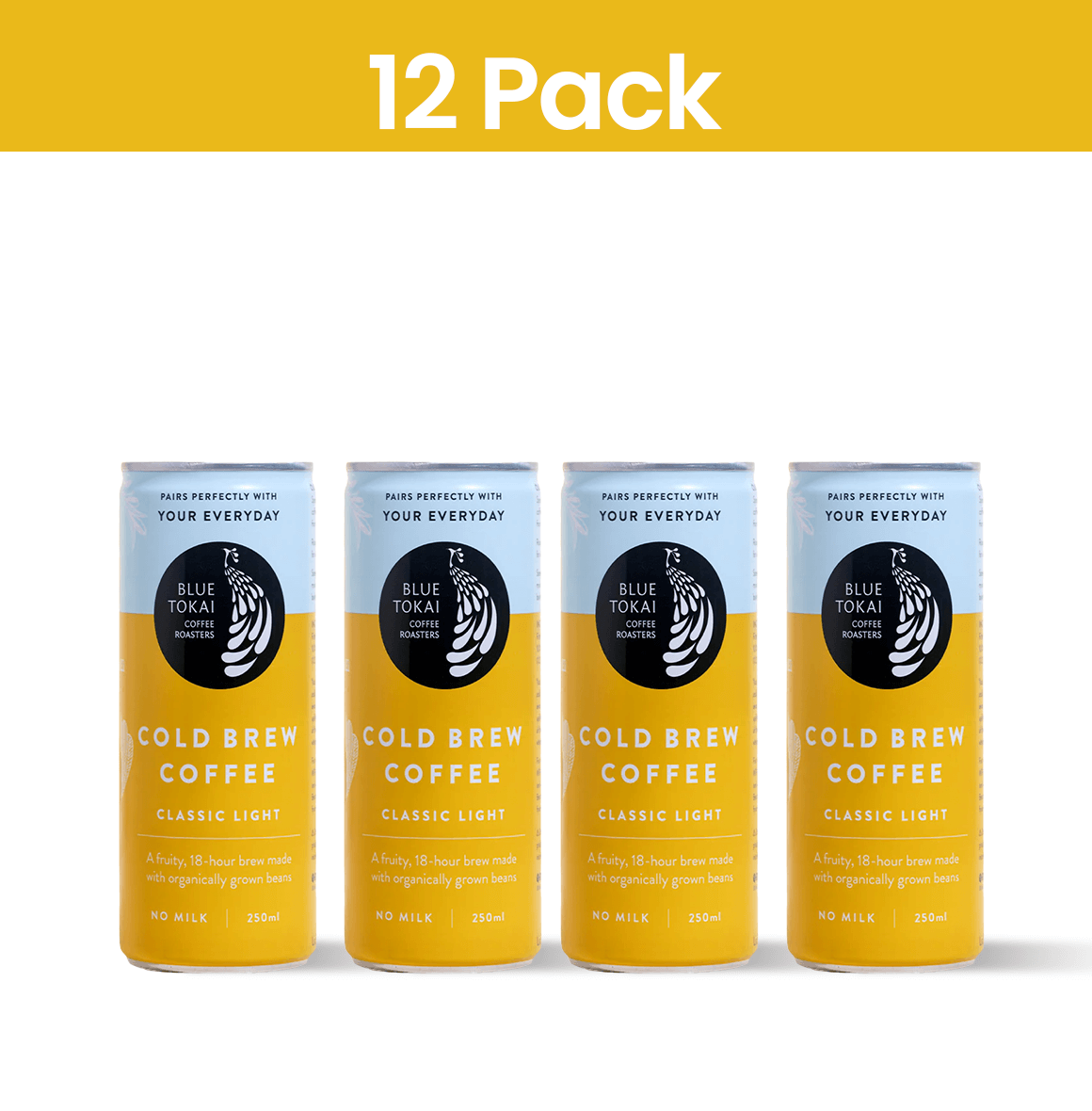Cans of Blue Tokai Cold Brew Light – fruity, refreshing light roast crafted for black coffee lovers.