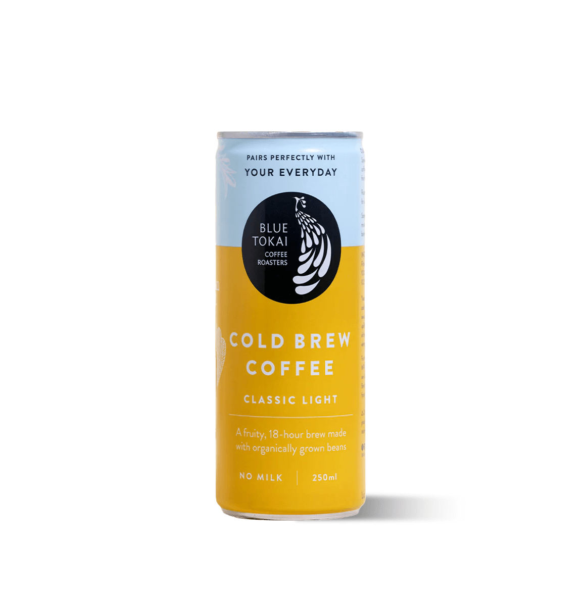 Cans of Blue Tokai Cold Brew Light – fruity, refreshing light roast crafted for black coffee lovers.