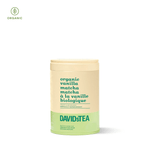 Organic Vanilla Matcha by DAVIDsTEA in a vibrant green powder, made from young Japanese tea leaves and sweet vanilla flavor, perfect for iced lattes, smoothies, or baking recipes.