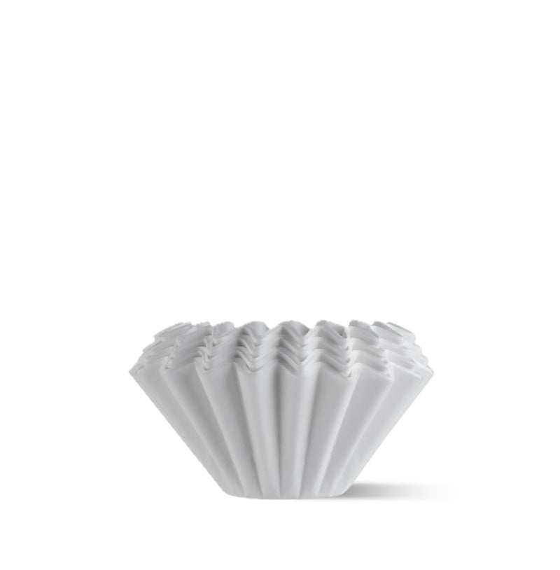 FLO 85 Paper Filters 100x showcasing unique wave design for optimal brewing.