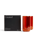 Cove 16 Oz Glass Pint Amber (Set of 2) with packaging box displayed, showcasing modern design and vibrant amber color.