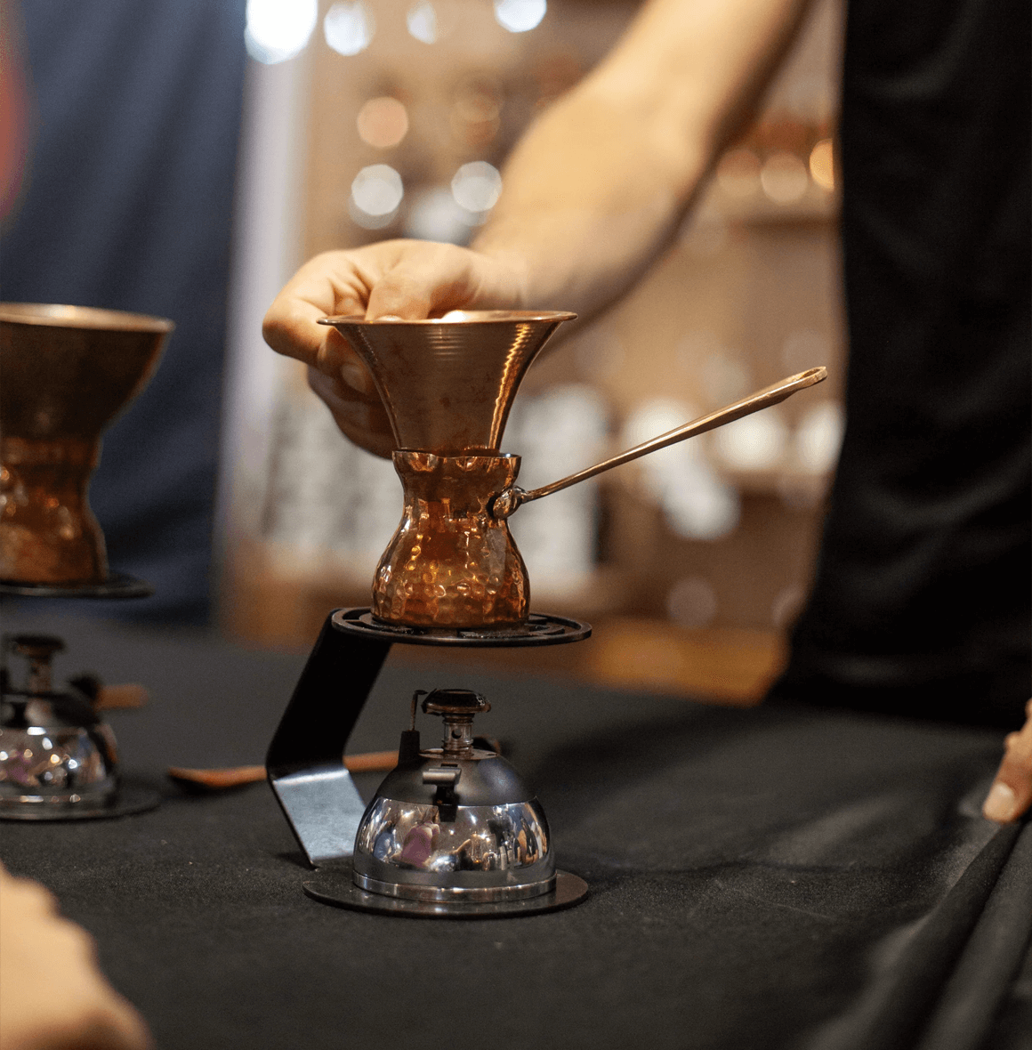 BEN RAHIM Precision Copper Cezve Coffee Funnel for Turkish coffee brewing—designed for a mess-free, accurate transfer of coffee grounds from grinder to pot.