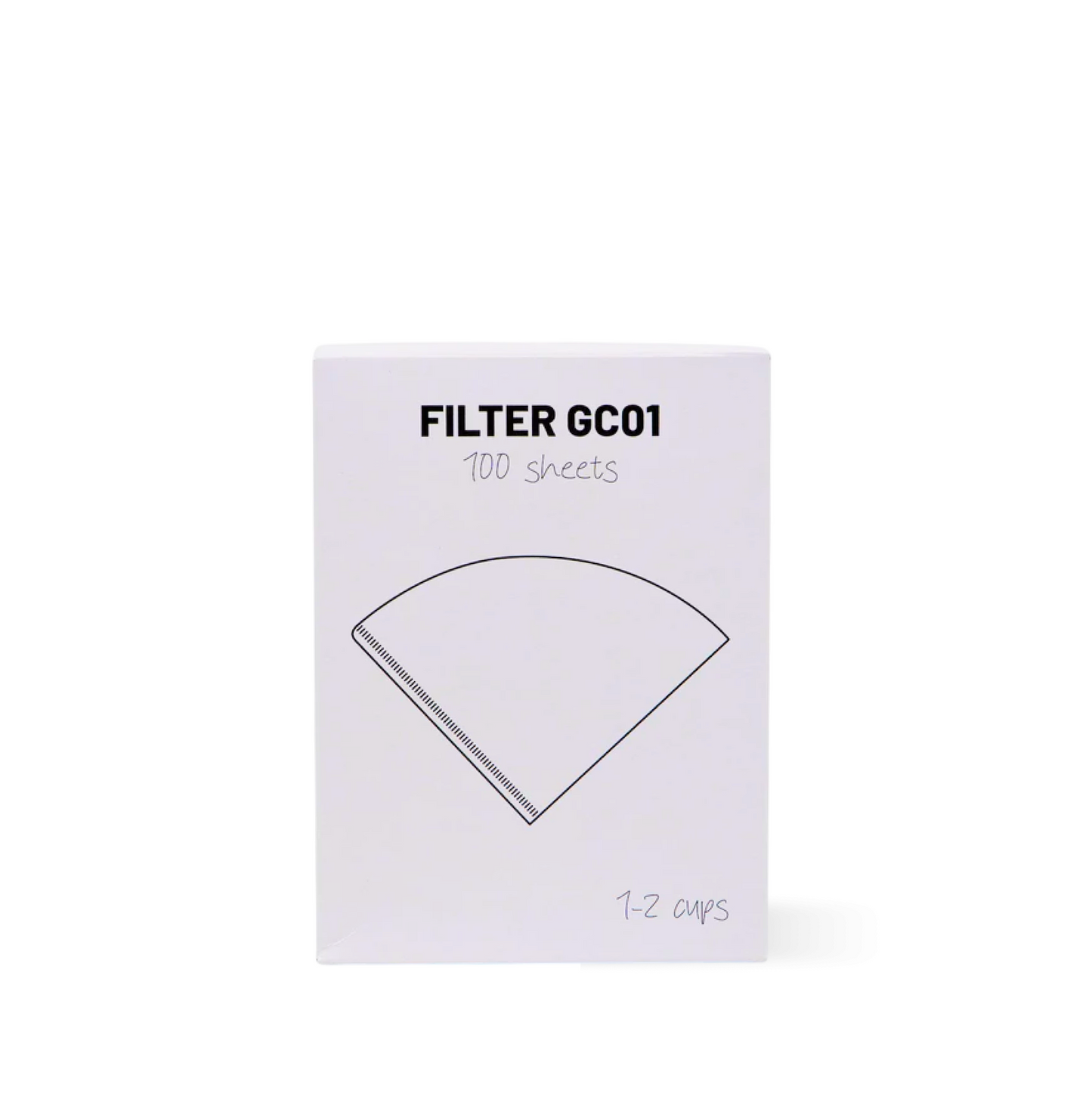 Graycano GC01 Coffee Filter packaging showing 100 sheets and size for 1-2 cups, enhancing pour-over brewing.
