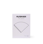 Graycano GC01 Coffee Filter packaging showing 100 sheets and size for 1-2 cups, enhancing pour-over brewing.