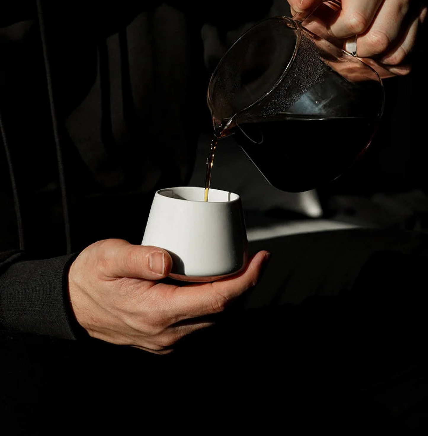 Pouring coffee into Graycano Cupcano - Porcelain Small for enhanced sensory experience