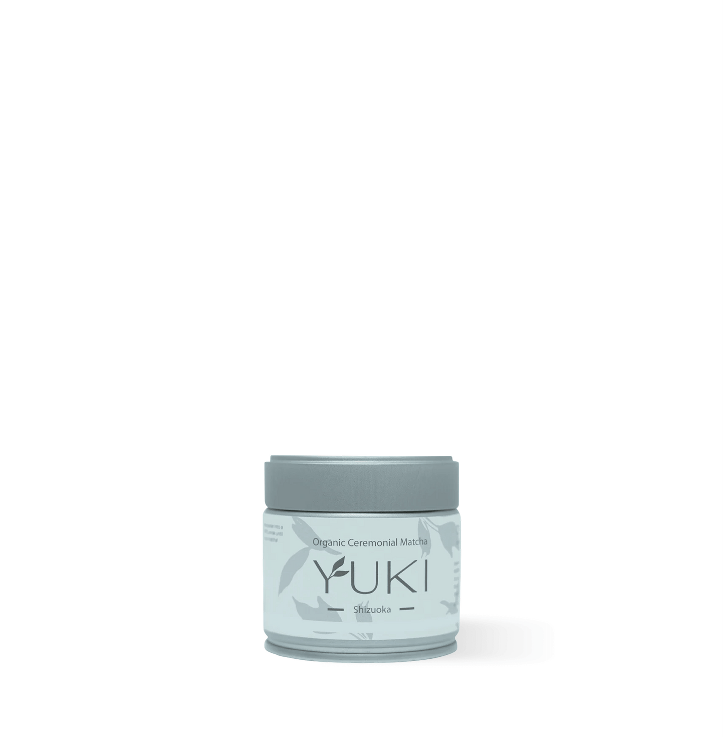 Tin of Shizuoka Organic Matcha with Yuki label on a white background