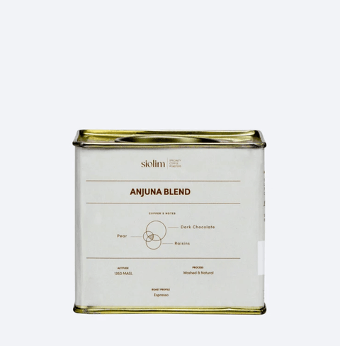 Anjuna Blend medium dark roast by Siolim Coffee, highlighting chocolate depth and raisin sweetness for espresso lovers.