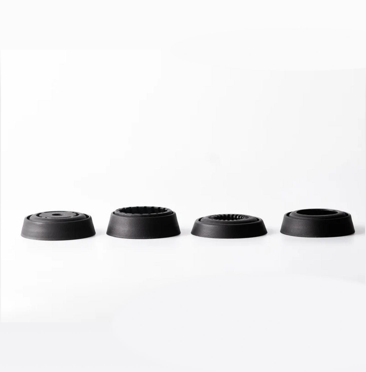 OREA Coffee Brewer V4 components showcasing flat, wave, cone, and hybrid filter options on a white background.