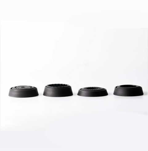 OREA Coffee Brewer V4 components showcasing flat, wave, cone, and hybrid filter options on a white background.