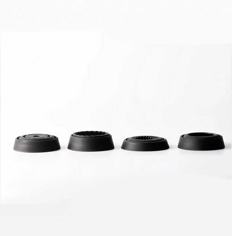 OREA Coffee Brewer V4 components showcasing flat, wave, cone, and hybrid filter options on a white background.