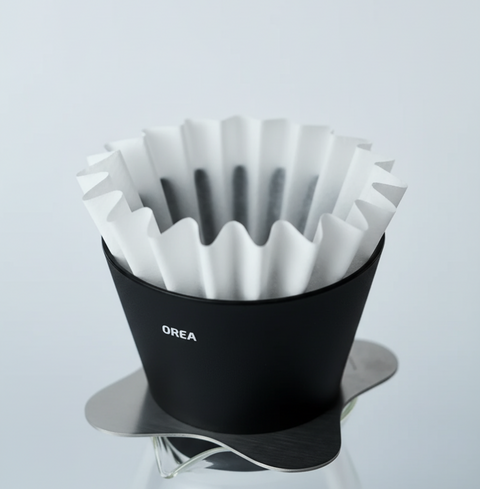 OREA Wave Filter Paper in wave-style dripper for even extraction and brew clarity.