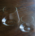 Graycano Cupcano - Glass Small coffee cup on wooden table showcasing elegant design and borosilicate glass quality.