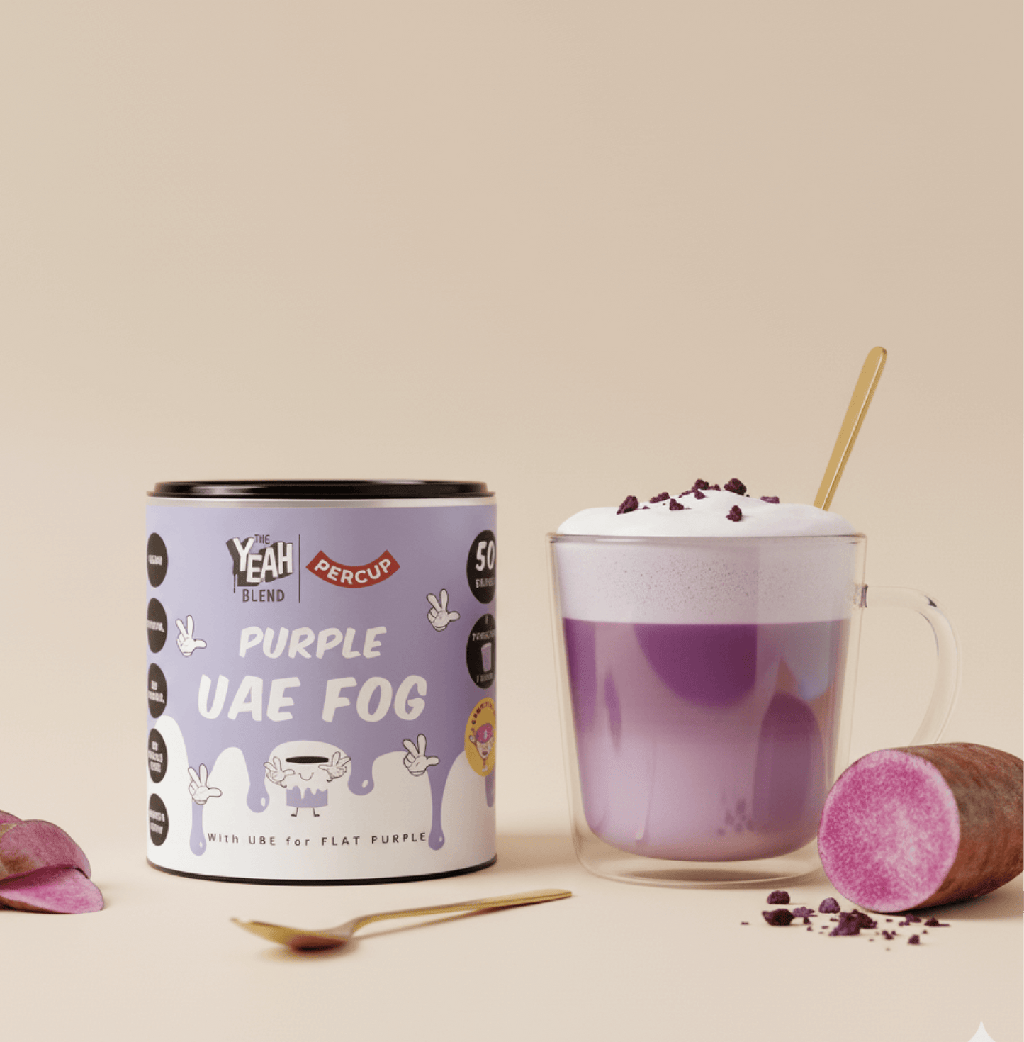 Purple UAE Fog blend with latte and purple yam for tropical Middle Eastern twist