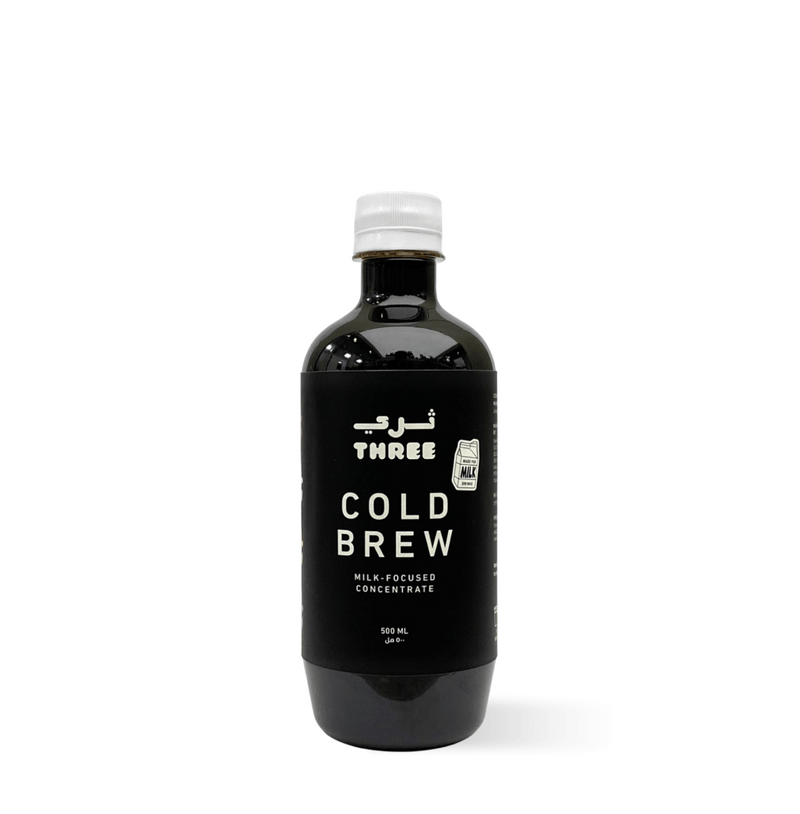 Bottle of Cold Brew milk-focused coffee concentrate, perfect for iced and Spanish lattes in a 500ml format.
