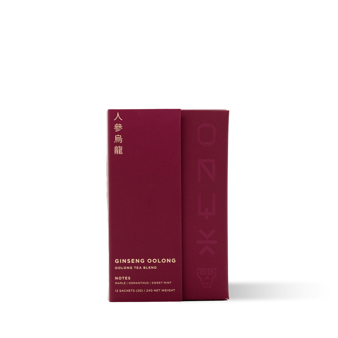 Oolong tea from Fujian, China, hand-rolled and infused with ginseng powder, offering a rich, lingering sweetness in the cup.