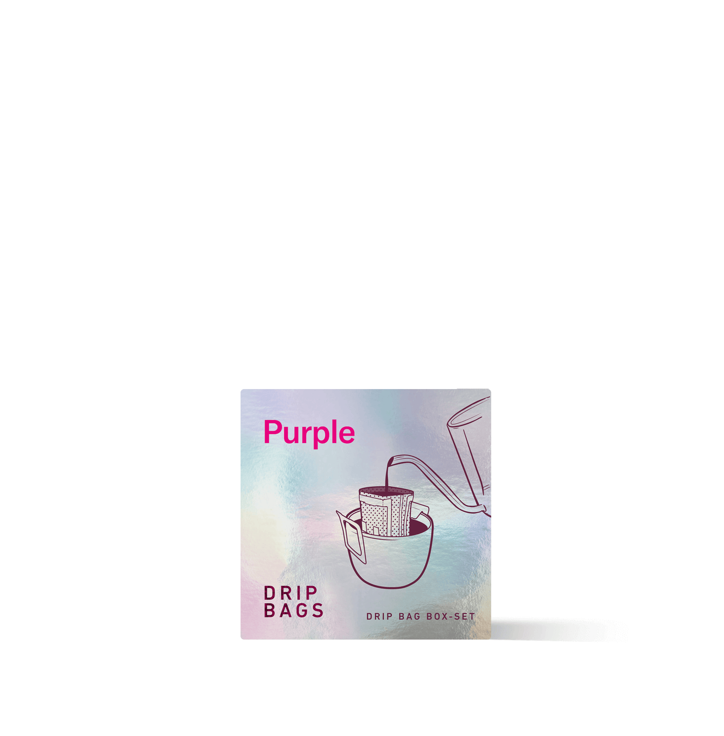 Purple Drip Kit Box featuring sweet, floral micro-lot coffees with deep, fruited notes. Contains drip bags for convenient brewing.