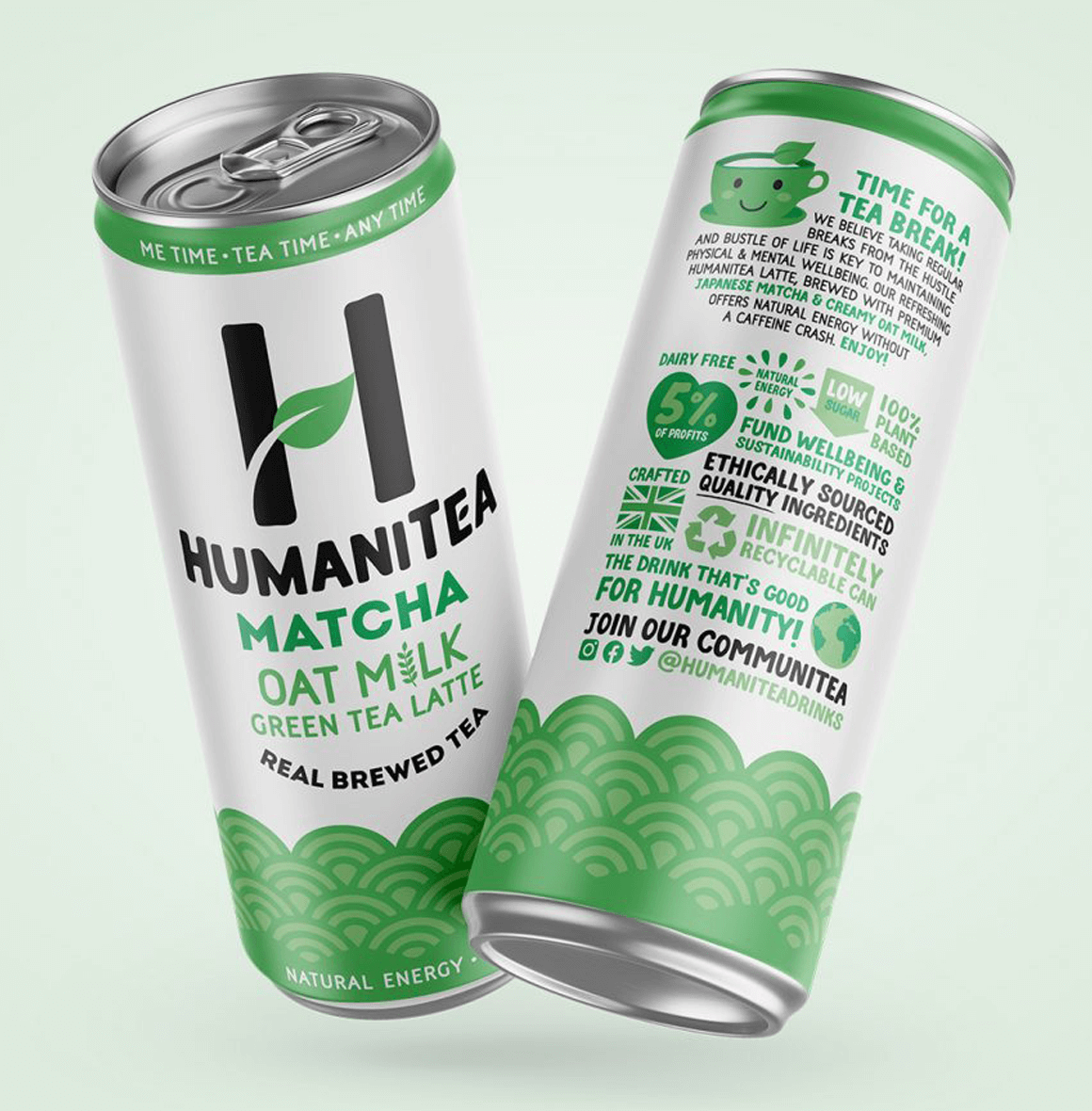 HumaniTea Matcha Latte with premium Japanese Matcha and creamy oat milk—naturally energizing, smooth, and free from added sweeteners.
