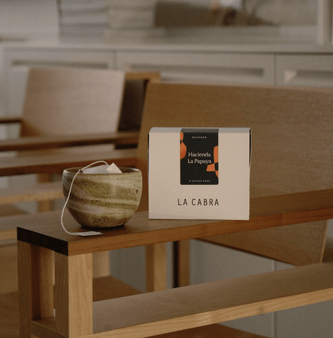 Ecuadorian specialty coffee by La Cabra, Hacienda La Papaya Oak Barrel processed in rum barrels, delivering deep spice and dried-fruit notes.