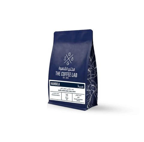 The Coffee Lab Hambela Ethiopian specialty coffee beans in blue packaging.