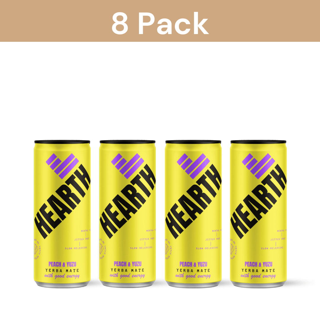 Drink Hearth Peach & Yuzu beverage with sweet peaches and tangy citrusy Yuzu, offering a refreshing, floral, and vibrant summer flavor.