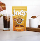 The Coffee Alternative product packaging, showcasing natural energy from superfoods and less caffeine.