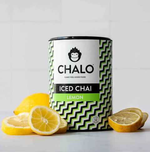 Chalo Lemon Iced Chai, tart lemon & sweet jaggery blend, fresh vegan iced tea for all seasons.